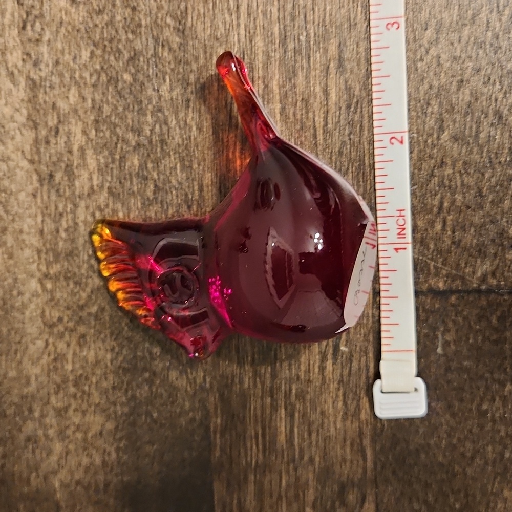 Red and Orange Glass Bosse Signed Cardinal Bird Figurines - Picture 6 of 9